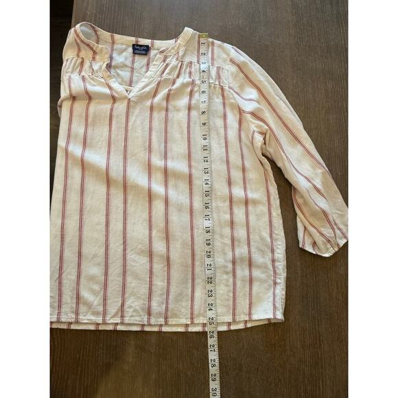 SPLENDID Linen Blend Pink Striped Boho Top Shirt Blouse Women size XL - Picture 8 of 8